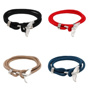 สร้อยข้อมือโลหะสีดำสีแดงคุณภาพสูงสำหรับผู้หญิงผู้ชายปรับได้เชือกหางปลาเต่าทะเล menottes Bijoux Corde สร้อยข้อมือ - Product Image 3