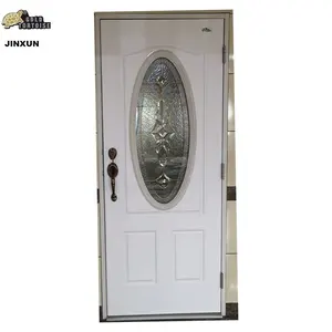 OVAL Glass 36"80" Wood Edge Steel Door