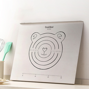 Tavola da pasticceria reversibile in acciaio inossidabile con labbro per arrotolare impastare il tagliere con misure incise - Product Image 3