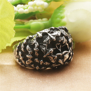 European American Style <b>Titanium</b> Steel Bat <b>Ring</b> Men's Punk Retro Silver Jewelry Gift - Product Image 1