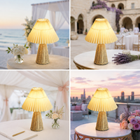 Lampe de table en rotin simple, style rétro, veilleuse décorative, lampe de chevet confortable pour chambre d'hôtes, chambre à coucher, maison, mariage