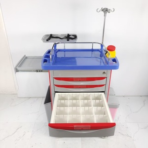 Troli Medis Darurat Multifungsi dengan Laci, Roda Senyap dari Baja Anti Karat untuk Rumah Sakit - Product Image 2