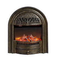 Cheminée électrique d'intérieur autoportante avec manteau en marbre et design en arche, matériau métallique, installation facile