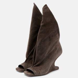 Sandalias de Verano con Punta Abierta de Ante, Botines de Tacón Alto con Plataforma, Botas Cortas Sexys para Mujer con Corte en V - Product Image 3