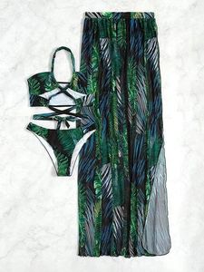 Conjunto <span class=keywords><strong>de</strong></span> <span class=keywords><strong>Bikini</strong></span> <span class=keywords><strong>de</strong></span> Tres Piezas para Mujer con Falda <span class=keywords><strong>de</strong></span> Playa, Traje <span class=keywords><strong>de</strong></span> Baño Estampado Sexy, <span class=keywords><strong>Bikini</strong></span> con Protección Solar Estilo <span class=keywords><strong>Pasarela</strong></span> - Product Image 2