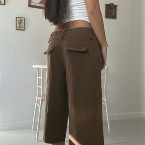 Simple Solid Color Basic Low Waist Loose Fit Relaxed Everyday Woven Bermuda Shorts Casual Daily Wear Streetwear <b>Summer</b> <b>Pants</b> - Product Image 2