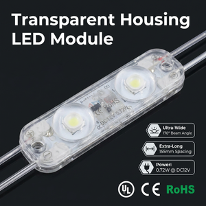 Transparent Housing LED Module 0.72W DC12V Warm White 3500K 170° Beam Angle 155mm Spacing IP20 RoHS CE UL Certified - Product Image 1