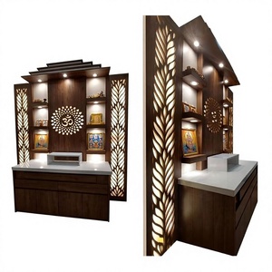Elegant Home Temple Designs Factory Prices Traditional Modern Brown Polished Pooja Mandir Indian Solid Teak Wood Customized Size - Product Image 4