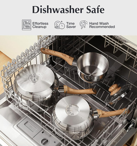Ensemble de casseroles antiadhésives de luxe haut de gamme en acier inoxydable pour la cuisine à domicile, avec couvercles en verre amovibles, casseroles modernes pour cuisinière à gaz - Product Image 6