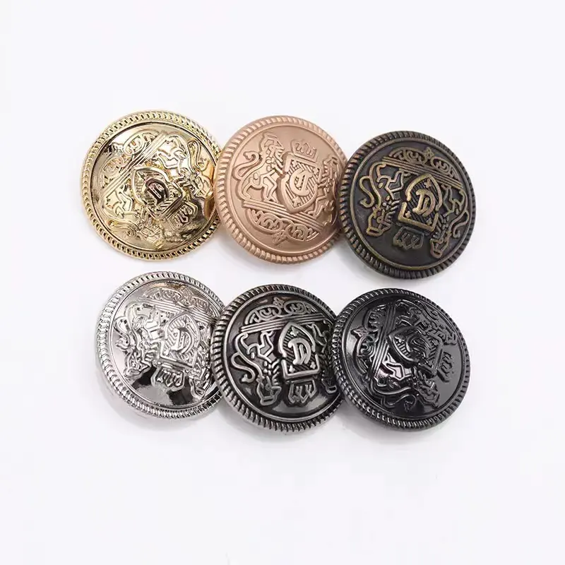Custom Classic Embossed Logo Coat Shirt Metal Sewing Button Shank Button For Garment