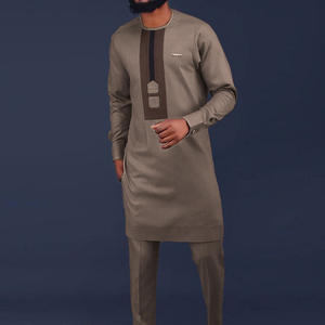 ชุดคลุมสีพื้นทรงเข้ารูป 2 ชิ้น แขนยาว ไซส์ใหญ่ เสื้อผ้าอิสลาม ชุดสูทผู้ชาย ชุดแต่งงานแบบแอฟริกัน สำหรับผู้ใหญ่ - Product Image 1