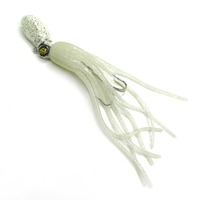 Señuelo de pesca Alpha Lead Head TRP con faldas, ojos 3D y anzuelos triples, que brilla en la oscuridad, señuelo suave de calamar y pulpo para pesca en aguas profundas.