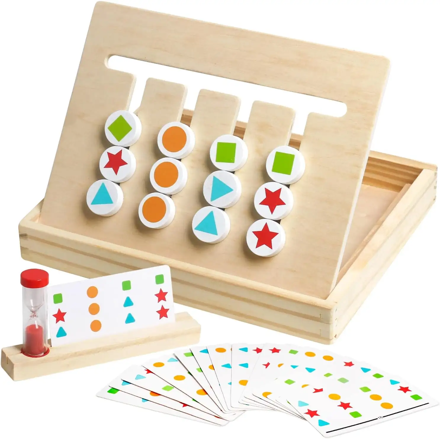 Montessori Lernspiel zeug Slide Puzzle Board Farbform Sortieren Passendes Logik spiel Holz bildung Familien reises pielzeug für Kinder