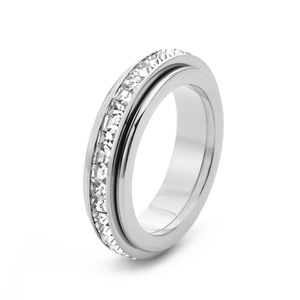 Rotating Double <b>Circle</b> <b>Ring</b> for Women | Stainless Steel with Cubic Zirconia | Trendy Fashion <b>Ring</b> - Product Image 3