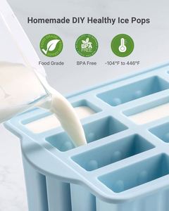 Moules à glaces en silicone à 12 cavités, moules à gâteaux de qualité alimentaire pour la crème glacée, grand ensemble de moules à glaces, moule à bâtonnets glacés réutilisable - Product Image 3