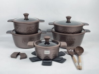 Batterie de cuisine antiadhésive 16 pièces à motif martelé, écologique, compatible induction, design de luxe, haute qualité, pour cuisine domestique - Meilleures ventes
