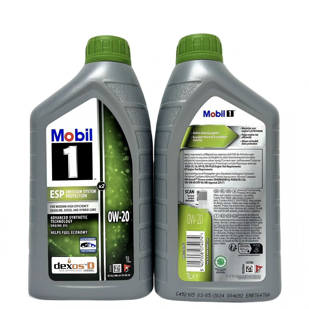 Mobil 1 ESP 0W-20 Full Synthetic Oil, GPF/OPF Compatible, Workshop Bulk Pack, 1L/12 Case, Wholesale Oil Parts Image 2