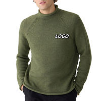 Pull en tricot pour homme 100% coton avec logo personnalisé, col roulé de haute qualité, pull épais et respirant pour l'automne, séchage rapide, 300g 7GG