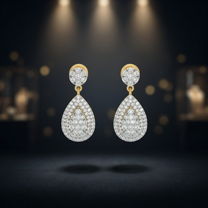 Teardrop Shape <b>Diamond</b> Cluster Drop <b>Earrings</b> Pear Shape <b>Diamond</b> Pave <b>Dangle</b> <b>Earrings</b> 18K 14K Gold Plated Fine Jewelry for Women - Product Image 3