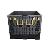 Conteneur de stockage pliable industriel HUADING 1200*1000*1000mm en HDPE antidérapant avec revêtement en poudre, boîte de déménagement pliable avec boucle