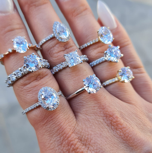 Gümüş takı S925 gümüş 5A 8A kalite kalp yuvarlak ezilmiş buz zirkon 925 gümüş nişan alyanslar kadınlar için - Product Image 1