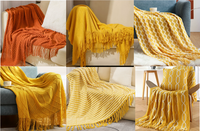 Großhandel benutzer definierte Schlafs ofa personal isierte Luxus moderne Diamant Textur Quasten Acryl gestrickte Decke für Erwachsene