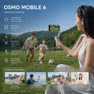 Stabilisateur pliable anti-tremblement à 3 axes pour <span class=keywords><strong>smartphone</strong></span> Osmo Mobile 6 avec perche d'extension pour l'enregistrement vidéo de vlogs – Vente en gros - Product Image 2