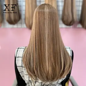 Novo Estilo de Moda Lindo Destaques de Coco Do Cabelo Base de Seda Cor Natural Em Linha Reta Cabelo Europeu