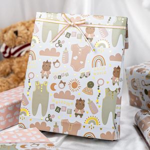 Baby Shower Wrapping Paper Roll 17x33 Feet Double Side Eco Friendly Gift Craft Paper - Product Image 5