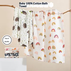 Serviette de bain pour bébé en <span class=keywords><strong>gaze</strong></span> de coton pur, <span class=keywords><strong>double</strong></span> couche, couverture enveloppante pour bébé, grande couverture douce pour enfants, toutes saisons - Product Image 2