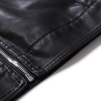 Blouson Moto Biker Classique en Similicuir PU Noir Coupe Ajustée Coupe-Vent de Haute Qualité pour Hommes