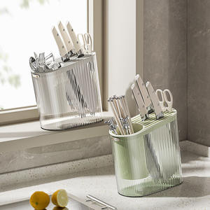 Support à couteaux multifonction Hy-0241 avec porte-baguettes, organisateur de cuisine, hauteur 6-7,9 pouces, pour rangement de cuisine moderne - Product Image 4