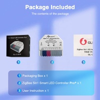 Gledopto GL-C-301P Ultra- Mini 5in1 Contrôleur intelligent de bande de LED 12 ~ 24V 10A 5 canaux ZigBee 3.0 Push Dimmer
