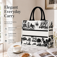 Sac fourre-tout en toile de coton imprimé rétro de qualité supérieure avec logo personnalisé pour le bureau, les trajets quotidiens, les festivals, les cadeaux, les expositions
