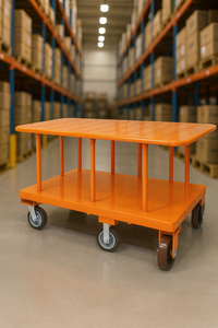 Carro de transporte de carga Industrial con plataforma doble encajable con marco de acero y condición de camión de mano de madera contrachapada nuevo - Product Image 2