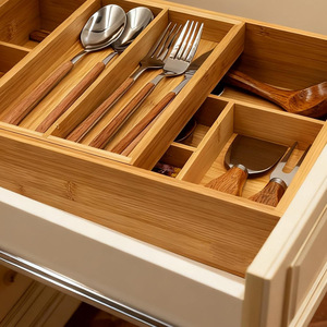 Bamboo Cutlery <b>Storage</b> <b>Box</b> Rectangular Drawer Organizer Eco-Friendly <b>Kitchen</b> Organization Bin 45L Capacity - Product Image 4