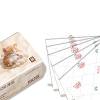 Mignonnes serviettes en papier à motif de chat de dessin animé, paquet souple, pour l'hygiène personnelle et domestique
