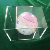 Boîte de ballon de football 5 côtés transparente personnalisée boîte de cube de présentation simple sport à couvercle coulissant pour ballon de football boîte d'emballage de balle de golf