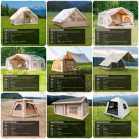 Grande tente de luxe en coton, imperméable et portable, pour les fêtes en plein air et le camping familial, avec tissu PVC et Oxford