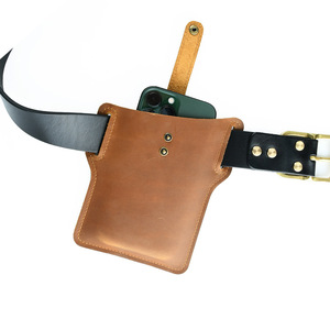 2025 nuovo Retro portatile all'aperto impermeabile genuino cavallo pazzo in pelle da uomo marsupio per telefono cellulare - Product Image 5