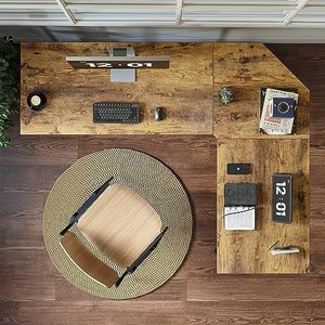 L-Shape Corner Wood and Metal Desktop Gaming <strong>Computer</strong> <strong>Desk</strong> for Home Office - Product Image 4