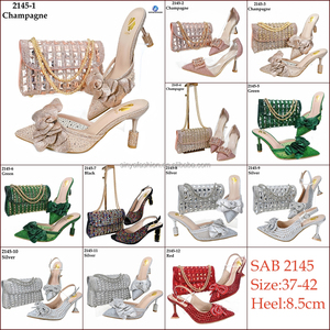 Sinya Rượu Sâm Banh Ý Wedding Party Giày Và Phù Hợp Với Túi Thiết Lập Phụ Nữ Cao Gót Phụ Nữ Châu Phi Giày Và Túi Thiết Lập - Product Image 6