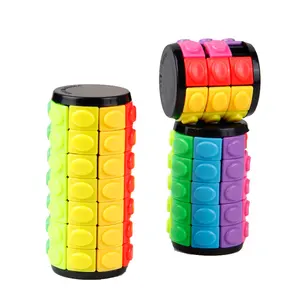 3 in 1 3D Ruotare Cilindro di Scorrimento Colorato Alleviare Lo Stress Magia Agitarsi Rubikes Cubo Di Puzzle per I Bambini del Bambino Adulto