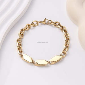 Bracelet chaîne <span class=keywords><strong>gourmette</strong></span> classique en acier inoxydable avec logo gravé, maillons plats, bijou intemporel pour cadeau de <span class=keywords><strong>couple</strong></span>, personnalisable - Product Image 2