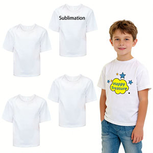 Camisetas Blancas para Niños para Sublimación, 100% Poliéster con Sensación de Algodón, Camiseta Blanca Lisa para Niños, Camiseta para Sublimación con Logotipo Personalizado - Product Image 1
