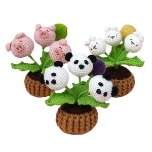 Planta en Maceta Tejida a Mano con Hilo de Ganchillo Artificial, Panda, Cerdito, Conejo, para Regalo de Halloween, Navidad, San Valentín - Product Image 6