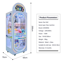 Nouvelle machine à grue transparente 2026 avec accepteur de pièces pour la distribution de peluches en salles de jeux, construction en plastique acrylique