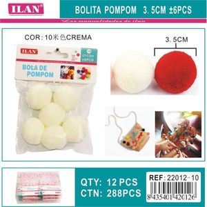 Pompon ILAN 3,5 cm Colore Crema per Decorazioni Artigianali - Product Image 3