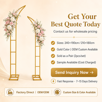 Kit d'arche florale de mariage, support métallique demi-lune doré pour ballons, idéal pour décorations de mariage, anniversaire, baby shower et fêtes