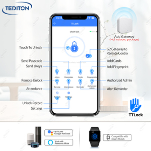 Tediton Tuya TTlock Code Eletronic Security Fingerprint <strong>Door</strong> Lock Brass Copper <strong>Bedroom</strong> Smart <strong>Knob</strong> Lock - Product Image 4